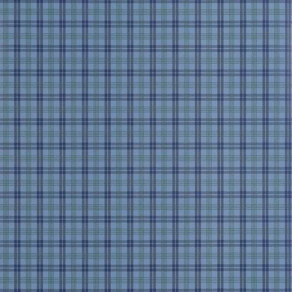 Huntley Plaid Navy - Navy Wallcovering | Thibaut