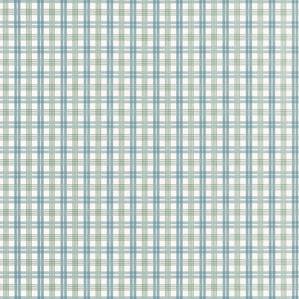 Huntley Plaid Peacock Blue and Green - Green Wallcovering | Thibaut