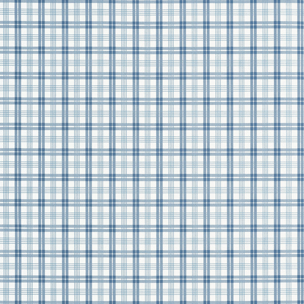 Huntley Plaid Blue - Blue Wallcovering | Thibaut
