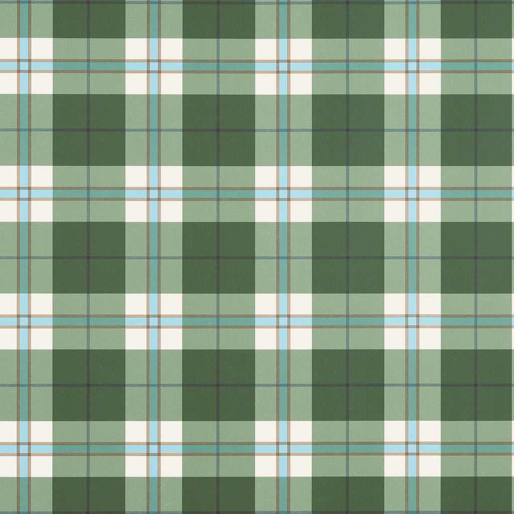 Douglas Plaid Green - Green Wallcovering | Thibaut