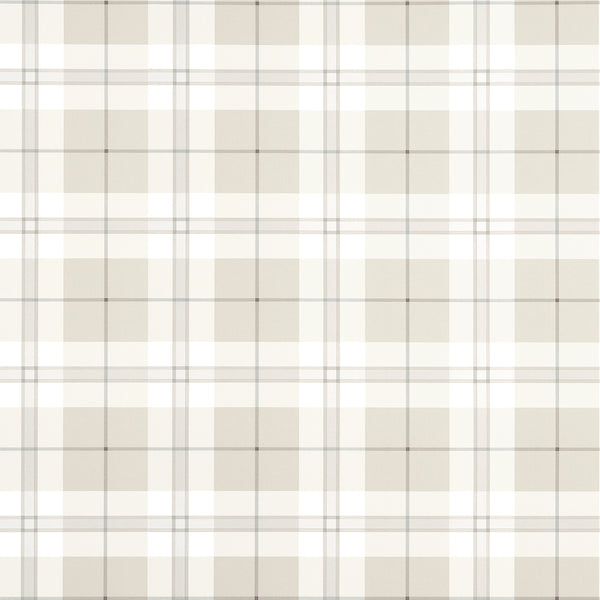 Douglas Plaid Light Beige - Beige Wallcovering | Thibaut