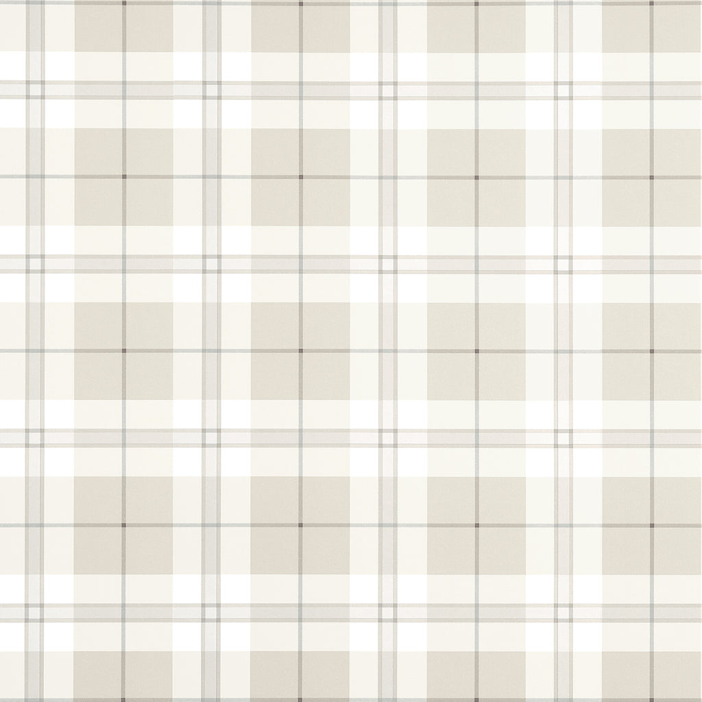 Douglas Plaid Light Beige - Beige Wallcovering | Thibaut