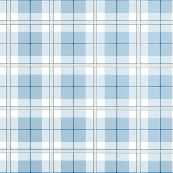Douglas Plaid Light Blue - Blue Wallcovering | Thibaut