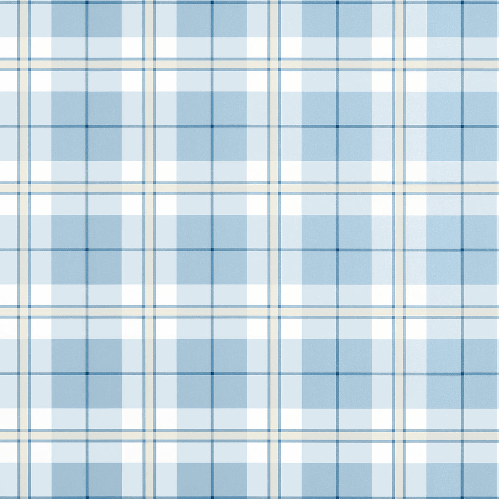 Douglas Plaid Light Blue - Blue Wallcovering | Thibaut