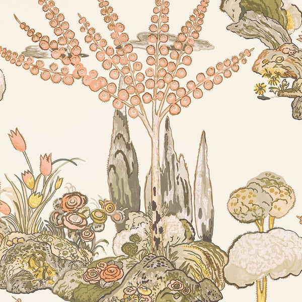 Orleans Apricot and Ginger - Ginger Wallcovering | Thibaut