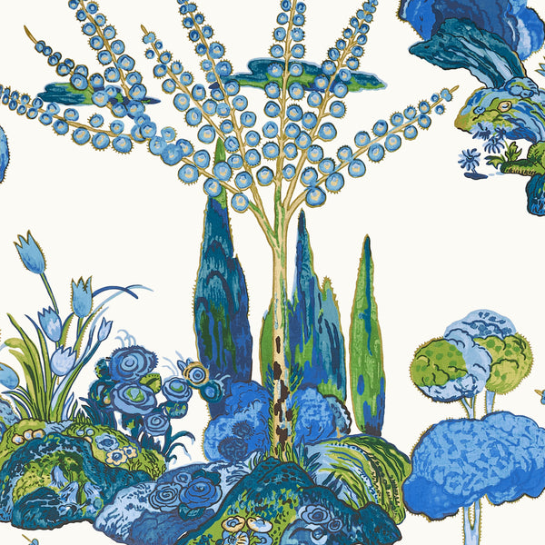 Orleans Blue and Green - Green Wallcovering | Thibaut