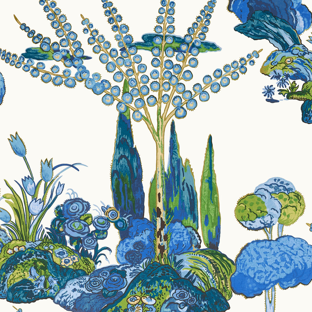 Orleans Blue and Green - Green Wallcovering | Thibaut