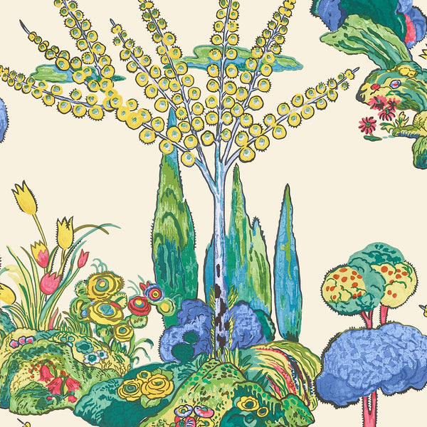Orleans Yellow and Red - Red Wallcovering | Thibaut