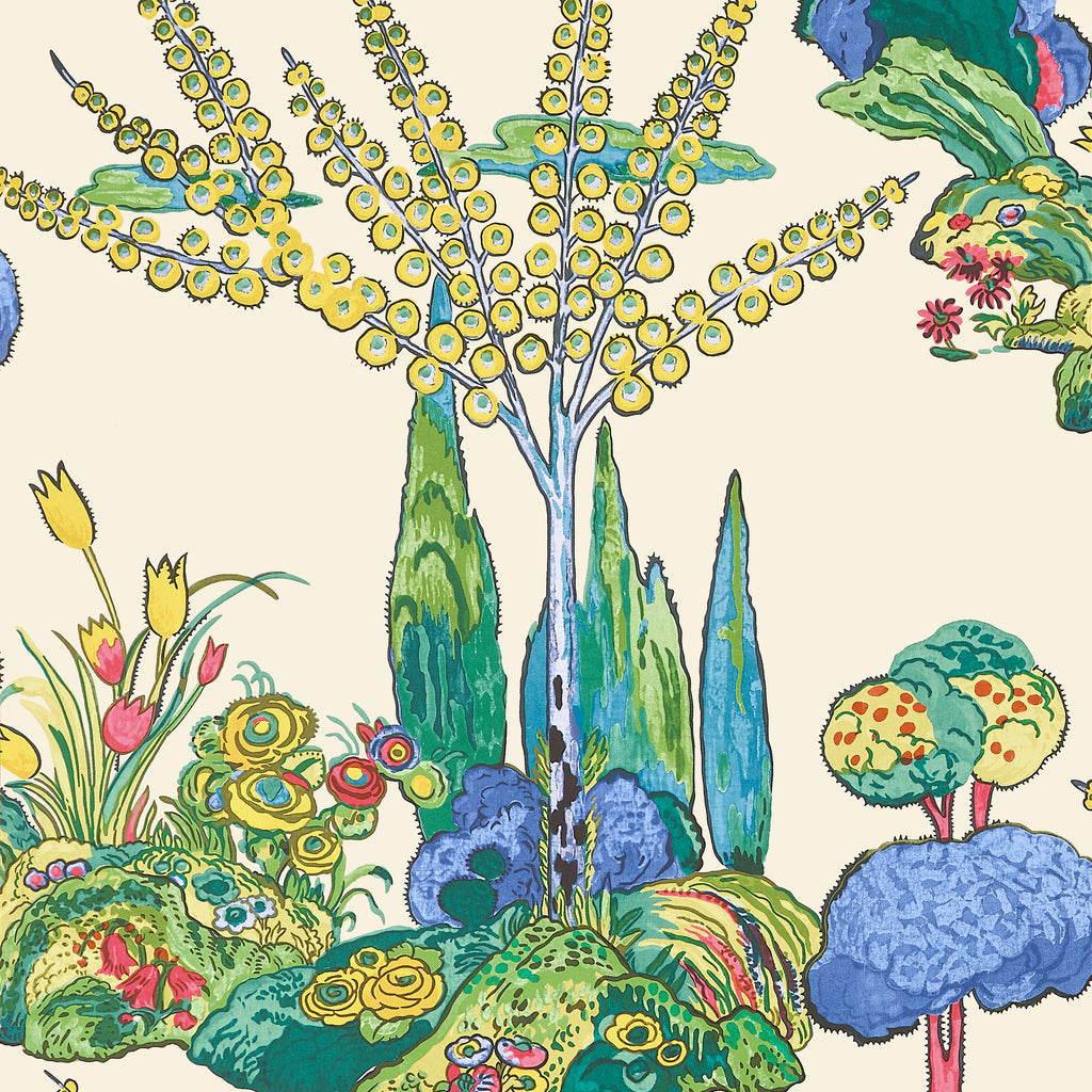 Orleans Yellow and Red - Red Wallcovering | Thibaut