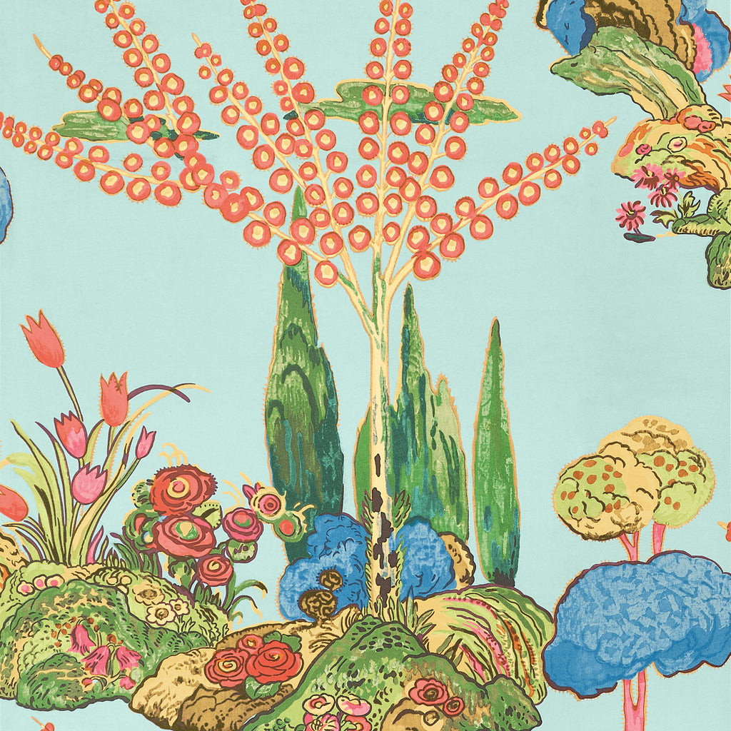 Orleans Turquoise - Turquoise Wallcovering | Thibaut