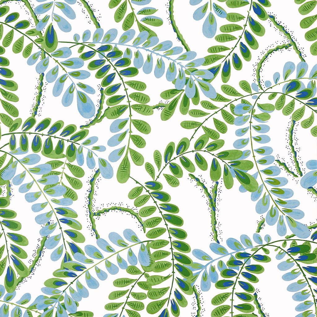 Augusta Blue and Green - Green Wallcovering | Thibaut