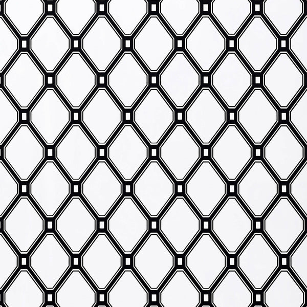 Ingrid Black on White - White Wallcovering | Thibaut