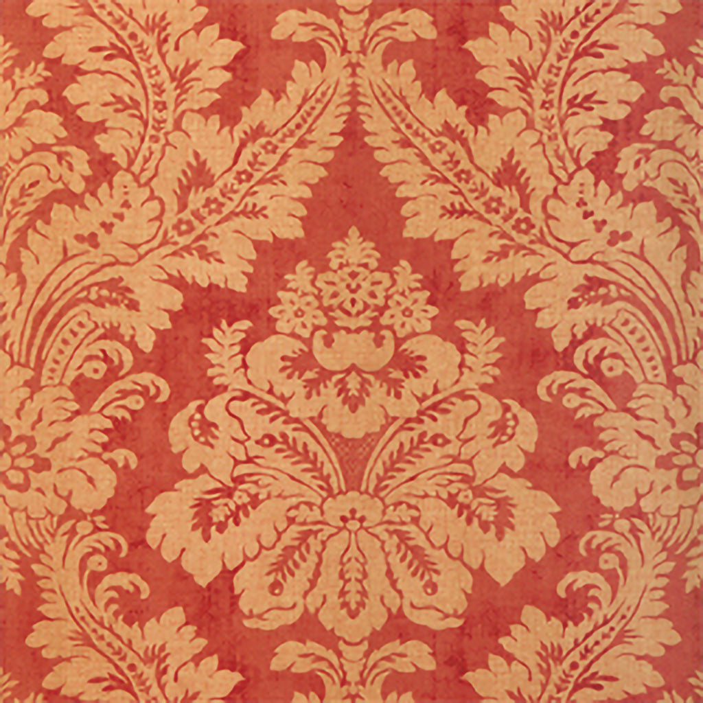 Argentina Damask, Metallic Gold on Red