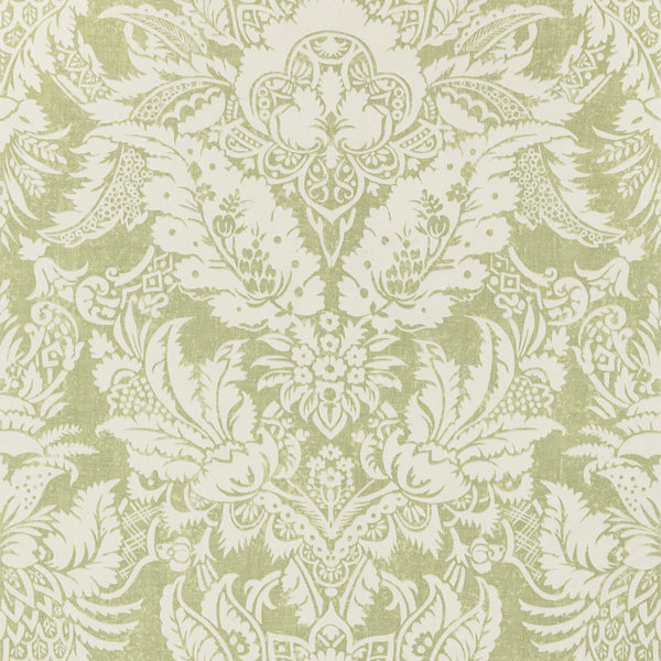 Chardonnet Damask, Spring Green Wallcoverings | Thibaut