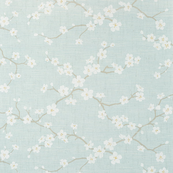 Sakura Aqua - Aqua Natural Wallcovering | Thibaut