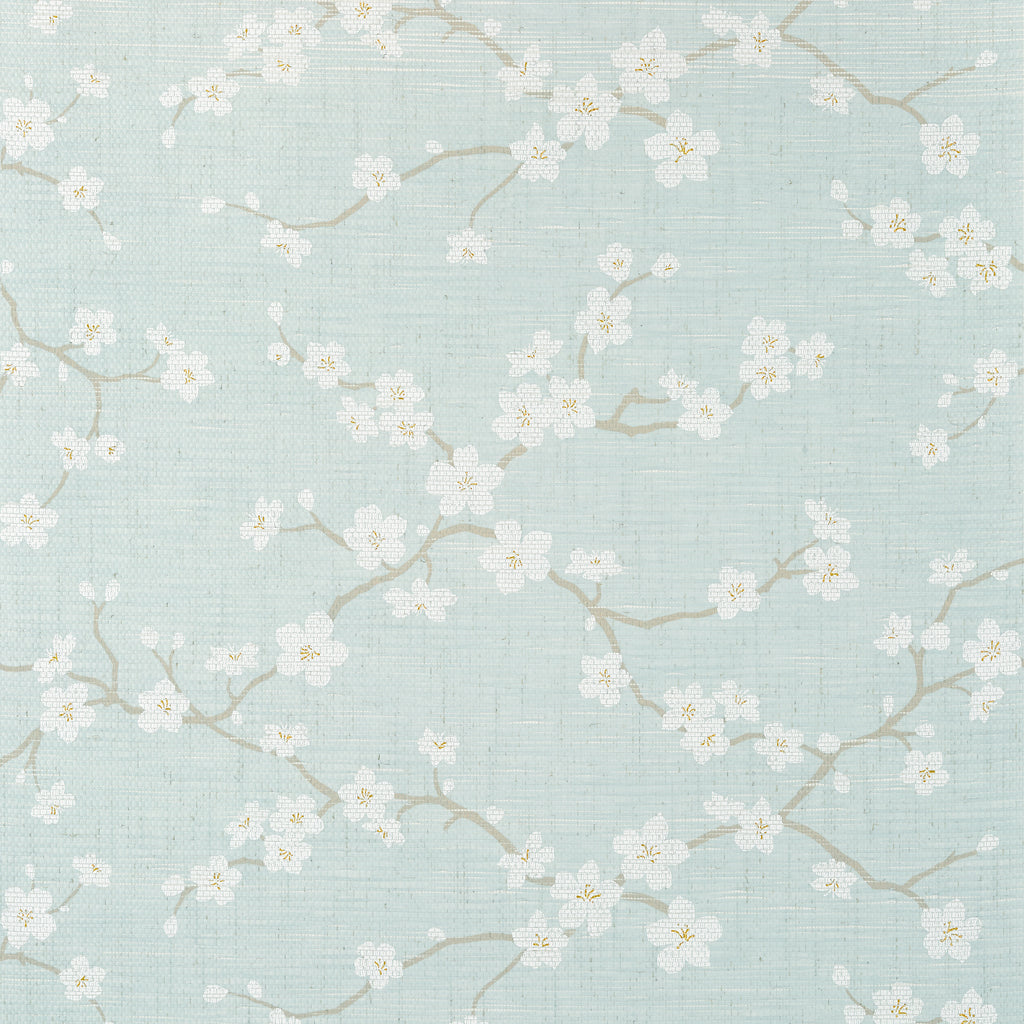 Sakura Aqua - Aqua Natural Wallcovering | Thibaut
