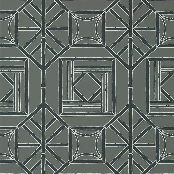 Shoji Panel Grey - Grey Wallcovering | Thibaut