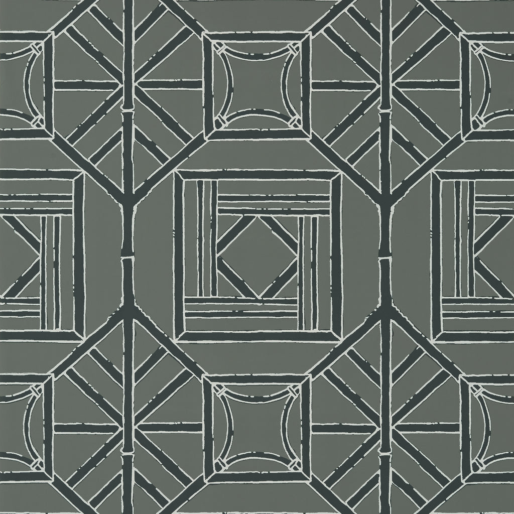 Shoji Panel Grey - Grey Wallcovering | Thibaut