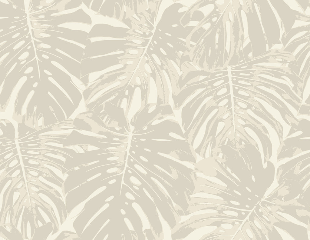 Malibu Jamaica Wallpaper - Coastal Botanical - Tan and Off-White | Malibu Wallpaper
