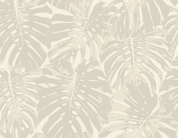 Malibu Jamaica Wallpaper - Coastal Botanical - Tan and Off-White | Malibu Wallpaper