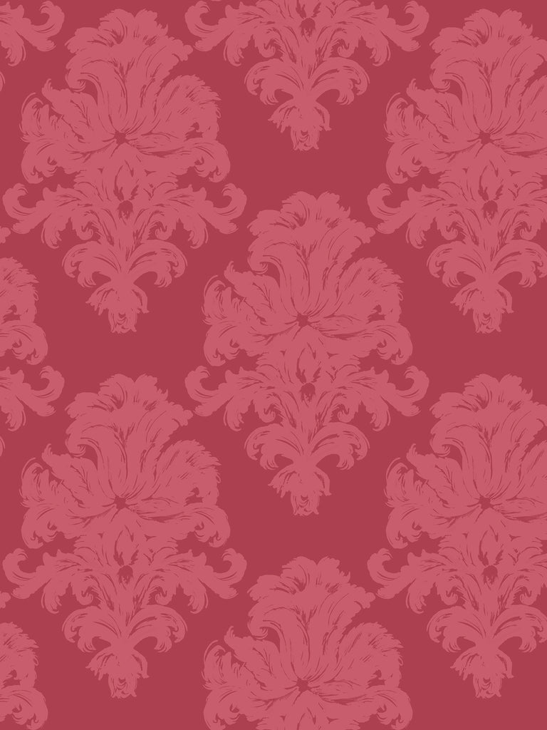 Malibu Montserrat Wallpaper - Coastal Damask - Salmon Pink and Strawberry | Malibu Wallpaper