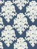 Malibu Montserrat Wallpaper - Coastal Damask - Prussian Blue and White | Malibu Wallpaper