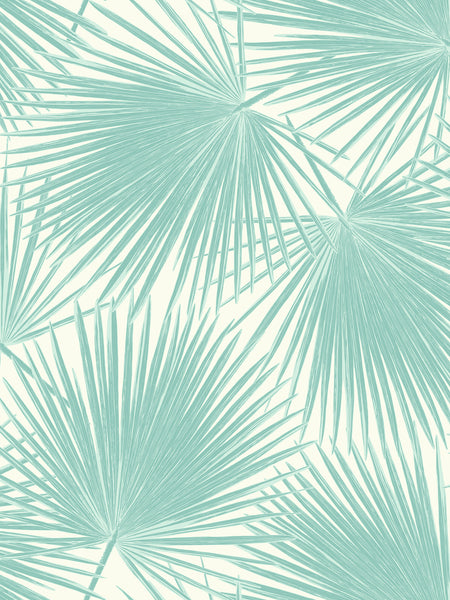 Malibu Aruba Wallpaper - Coastal Palm - Powder Blue and White | Malibu Wallpaper
