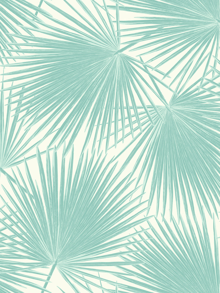 Malibu Aruba Wallpaper - Coastal Palm - Powder Blue and White | Malibu Wallpaper