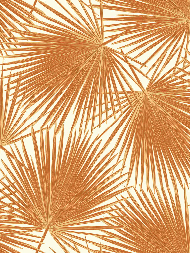 Malibu Aruba Wallpaper - Coastal Palm - Rust Orange and White | Malibu Wallpaper