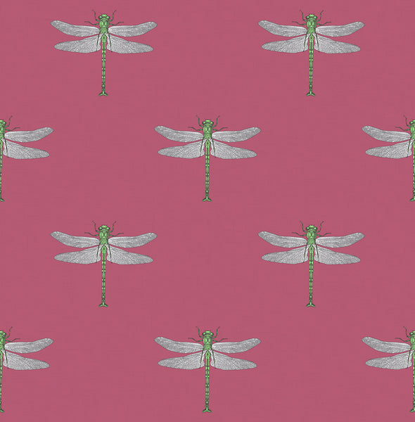 Malibu Catalina  Wallpaper - Coastal Animal Print - Rose Pink, Green, Metallic Silver, and Black | Malibu Wallpaper