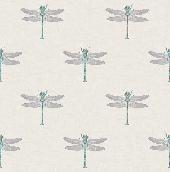 Malibu Catalina  Wallpaper - Coastal Animal Print - Off-White, Blue, Metallic Silver, and Black | Malibu Wallpaper