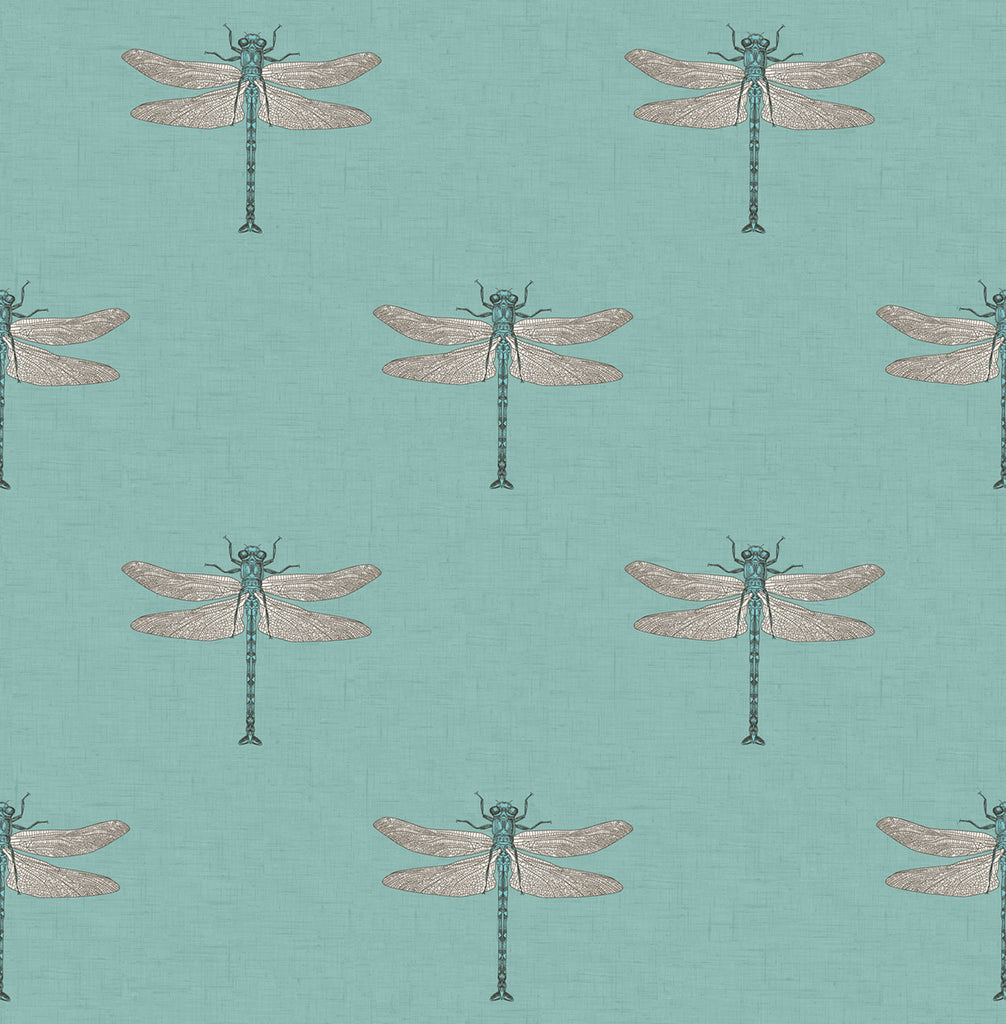 Malibu Catalina  Wallpaper - Coastal Animal Print - Teal, Orange, Metallic Silver, and Black | Malibu Wallpaper