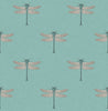 Malibu Catalina  Wallpaper - Coastal Animal Print - Teal, Orange, Metallic Silver, and Black | Malibu Wallpaper