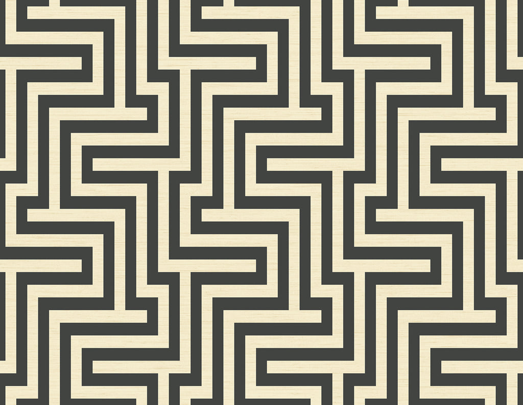 Malibu Geometric Wallpaper Coastal -  Black and Off-White | Malibu Wallpaper