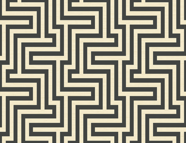 Malibu Geometric Wallpaper Coastal -  Black and Off-White | Malibu Wallpaper