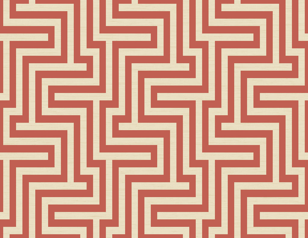 Malibu Geometric Wallpaper Coastal - Rust Orange and Off-White | Malibu Wallpaper