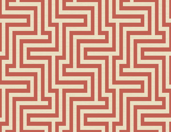 Malibu Geometric Wallpaper Coastal - Rust Orange and Off-White | Malibu Wallpaper