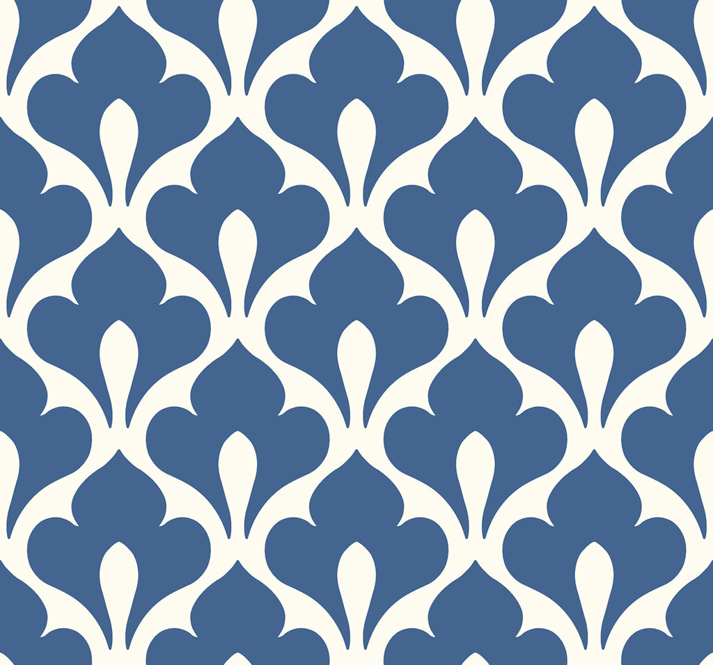 Malibu Grenada Wallpaper - Coastal Geometric - Prussian Blue and White | Malibu Wallpaper