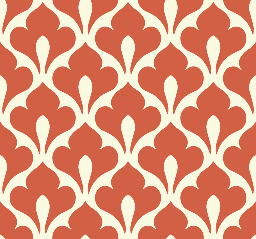 Malibu Grenada Wallpaper - Coastal Geometric - Portland Orange and Off-White | Malibu Wallpaper