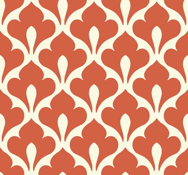 Malibu Grenada Wallpaper - Coastal Geometric - Portland Orange and Off-White | Malibu Wallpaper