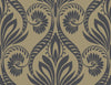 Malibu Bonaire Wallpaper - Coastal Damask - Black and Metallic Gold | Malibu Wallpaper