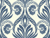 Malibu Bonaire Wallpaper - Coastal Damask - Navy Blue and White | Malibu Wallpaper