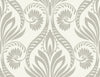 Malibu Bonaire Wallpaper - Coastal Damask - Metallic Silver and White | Malibu Wallpaper