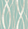 Malibu Barbados Wallpaper - Coastal Abstract - Turquoise, Metallic Silver, and White | Malibu Wallpaper