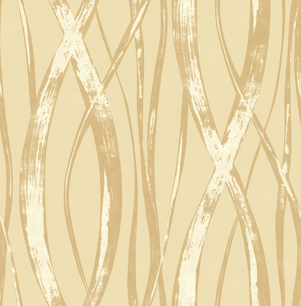 Malibu Barbados Wallpaper - Coastal Abstract - Metallic Gold, Oat, and Off-White | Malibu Wallpaper