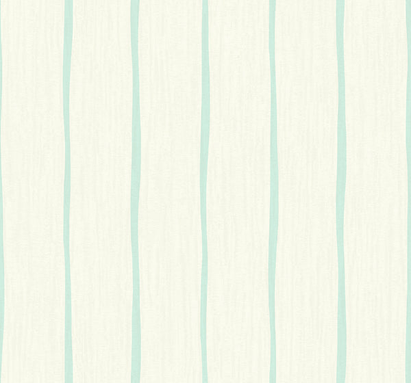 Malibu Aruba Stripe Wallpaper - Coastal Stripe - Turquoise and Off-White | Malibu Wallpaper