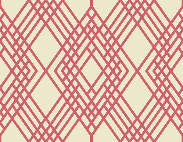 Malibu Cayman Wallpaper - Coastal Geometric - Off-White and Rose | Malibu Wallpaper