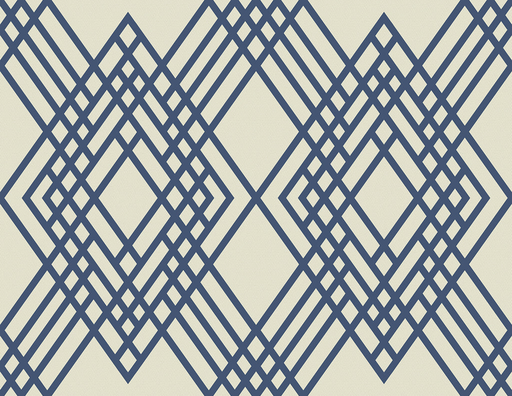 Malibu Cayman Wallpaper - Coastal Geometric - Prussia Blue and Off-White | Malibu Wallpaper
