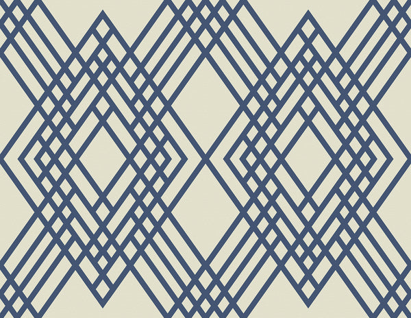 Malibu Cayman Wallpaper - Coastal Geometric - Prussia Blue and Off-White | Malibu Wallpaper