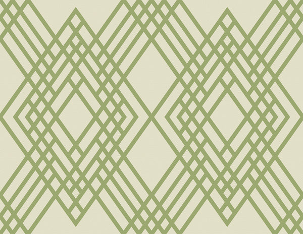 Malibu Cayman Wallpaper - Coastal Geometric - Olive Green and Off-White | Malibu Wallpaper